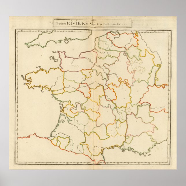 Småskalig vattendragskontur för Fransk Poster (Framsidan)