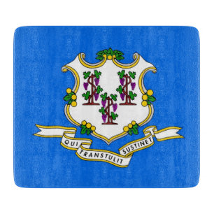 Småskärande glasskiva med flagga av Connecticut