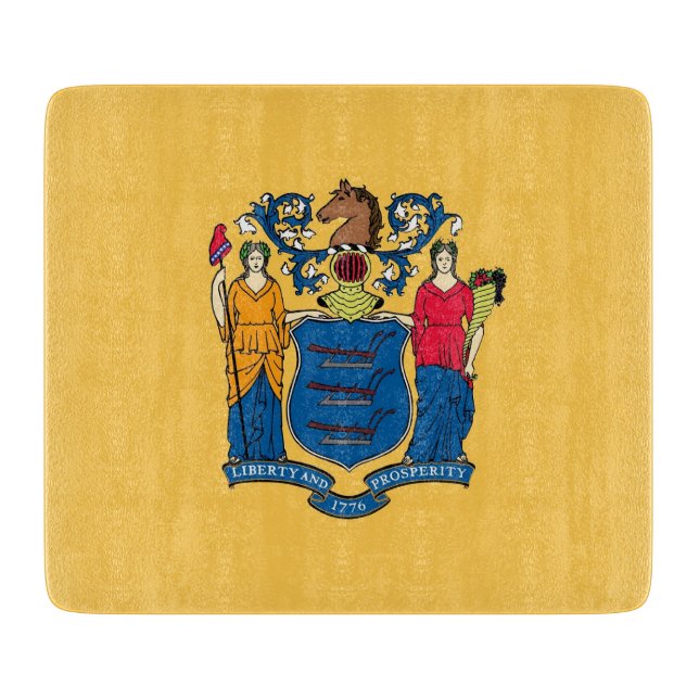 Småskärande glasskiva med New jersey flagga (Framsidan)