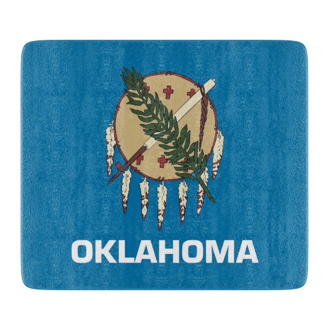 Småskärande glasskiva med Oklahoma flagga (Framsidan)