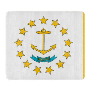 Småskärande glasskiva med Rhode island flagga
