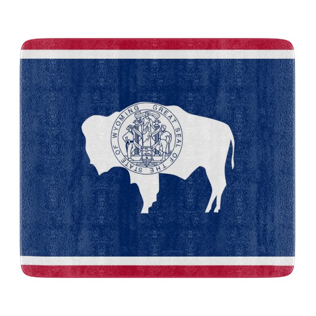 Småskärande glasskiva med Wyoming-flagga (Framsidan)
