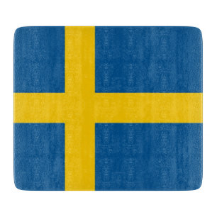 Småskärl av glas med flagga av Sverige