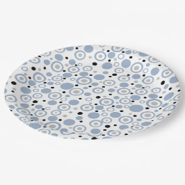 Småskig blå Silver-svart Polka dots