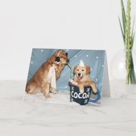 Smaskig guld- kopp av den varma kakaon för helgkort