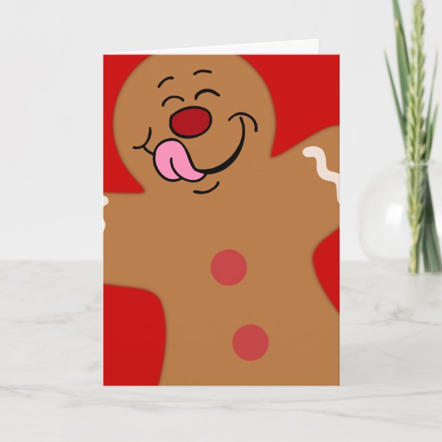 Smaskig pepparkaksgubbekaka helgkort (Framsida)