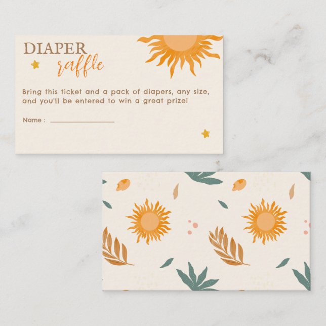Småskuren Diaper Raffle Baby-dusch Tilläggskort (Fram/baksida)