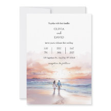 Småsolnedgång över havsfärgat Beach-bröllop