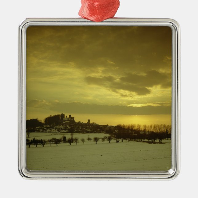 Småstad Stolpen som byggas i c.1100 Julgransprydnad Metall (Framsidan)