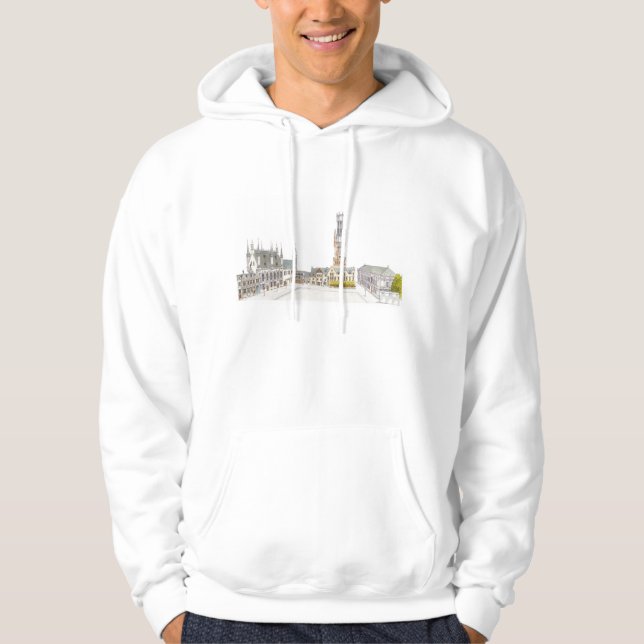 Småstaden kvadrerar. Bruges Belgien Hoodie (Framsida)