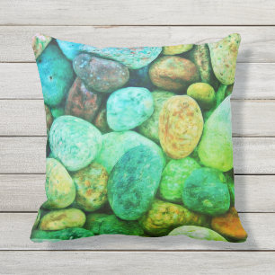 Småstarna för färgade blå och Grönt Stones Kudde