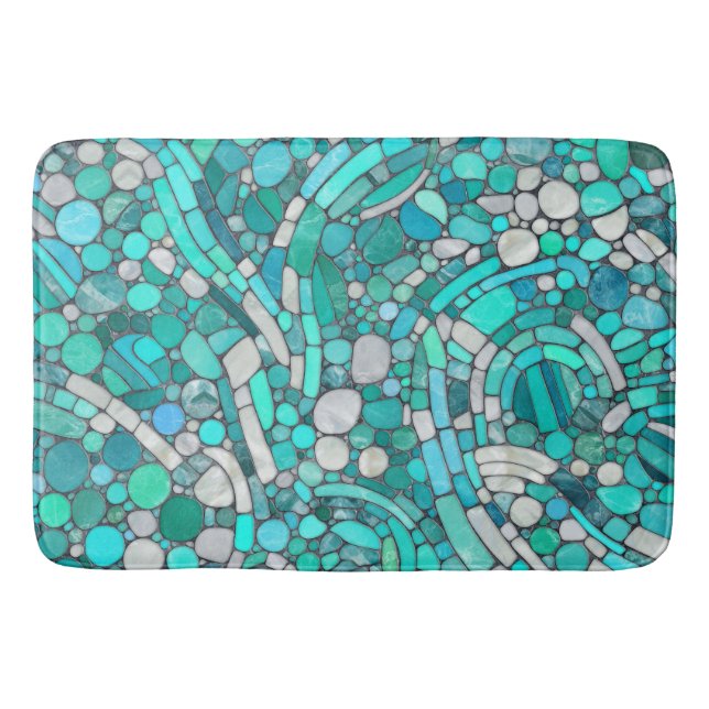Småstarna Mosaic Art - Aquamarine och Pearl Badrumsmatta (Framsidan)