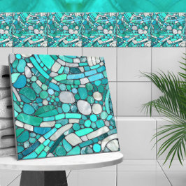 Småstarna Mosaic Art - Aquamarine och Pearl Kakelplatta