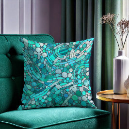 Småstarna Mosaic Art - Aquamarine och Pearl Kudde