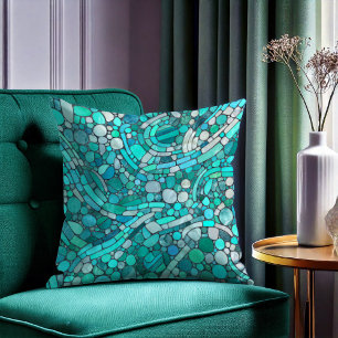 Småstarna Mosaic Art - Aquamarine och Pearl Kudde