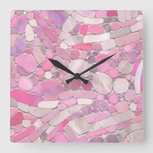 Småstarna Mosaic Art - Ro Rosa Fyrkantig Klocka