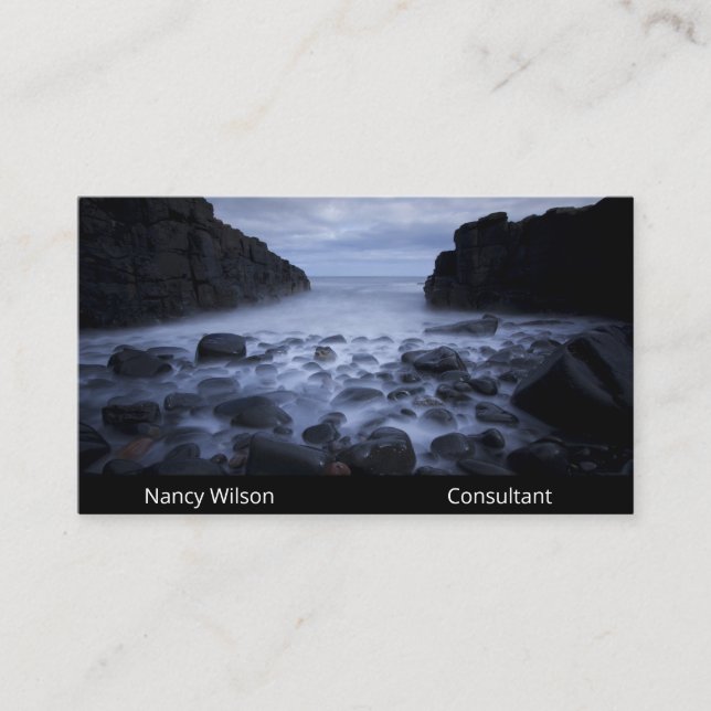 Småstarna och Sten längs havets kustlinje Visitkort (Framsida)