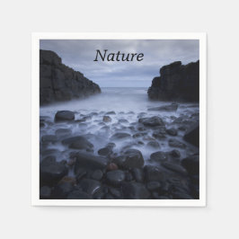 Småstarna och Sten längs havets kustnära Napkin Pappersservett