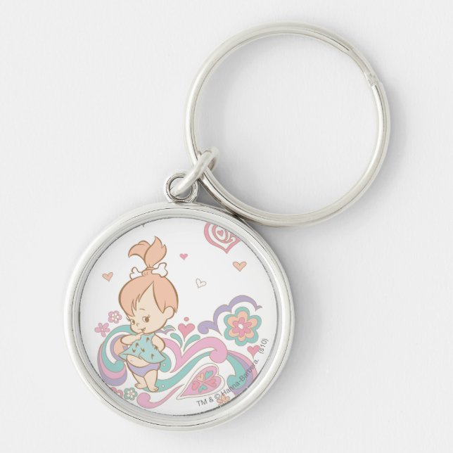 SMÅSTEN™ Kärlek Swirls Rund Silverfärgad Nyckelring (Framsidan)