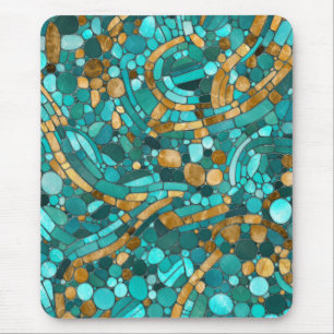 Småsten Mosaic Art-Emerald och Guld Musmatta