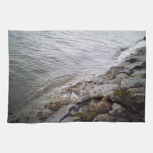 Småsten vid stranden kökshandduk (Horisontell)