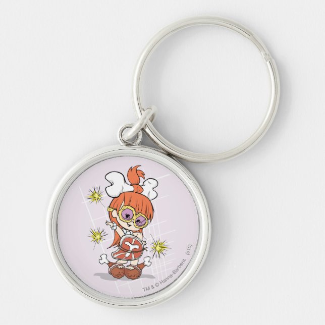 SMÅSTENS™ Goes Gaga Rund Silverfärgad Nyckelring (Framsidan)
