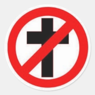 Småstift mot religionen runt klistermärke