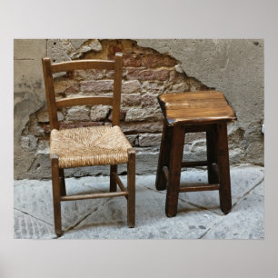 Småstol och stall, Pienza, Italien Poster