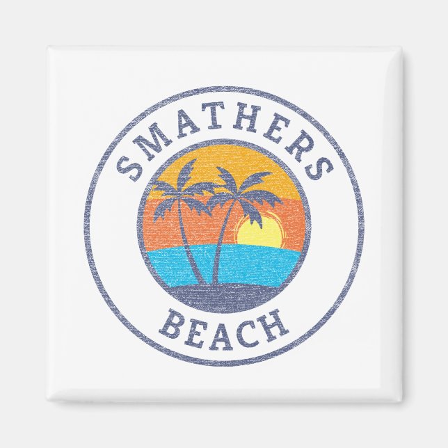 Smathers Beach, Nyckel Väster Faded Classic Stil Magnet (Framsidan)
