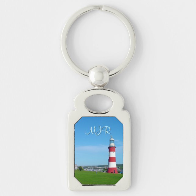 Smeatons Torn, Hoe, Plymouth Rektangulärt Silverfärgad Nyckelring (Framsidan)