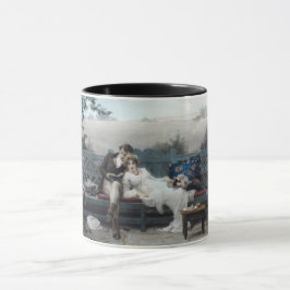 Smekmånad (brud och brudgum på en bänk) mugg