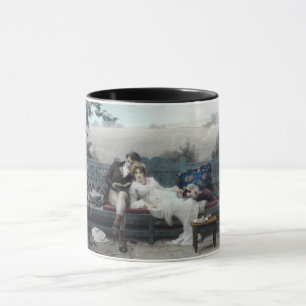 Smekmånad (brud och brudgum på en bänk) mugg