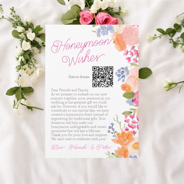 Smekmånad lyckönskningar vilda blommor bröllopsdus tilläggskort (Honeymoon wishes wildflowers floral bridal shower enclosure card)