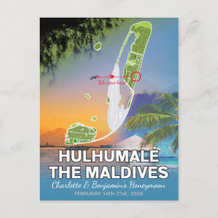 Smekmånad Minnen Hulhumale Maldiverna Karta Vykort