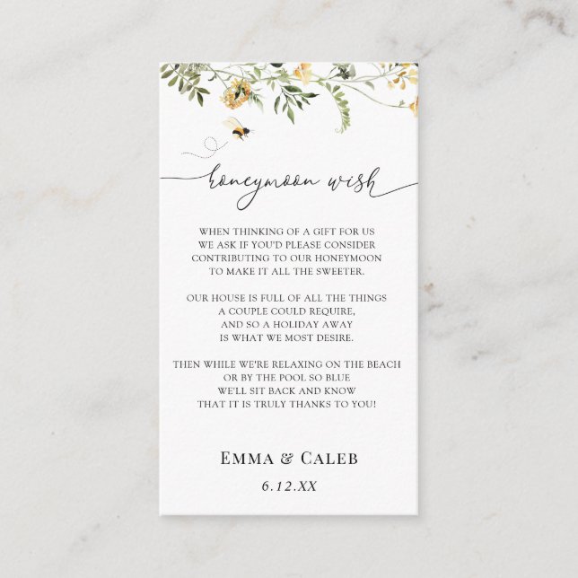 Smekmånad önskar Bikupa och Gula Vildblomma Tilläggskort (Framsida)