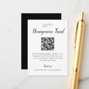 Smekmånadsfond Bröllop QR-kod Minimal Elegant Tilläggskort
