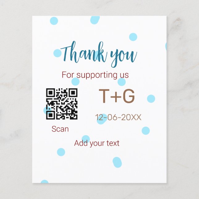 Smekmånadsfond Lägg till Q R-kod parnamn bröllop (Framsida)