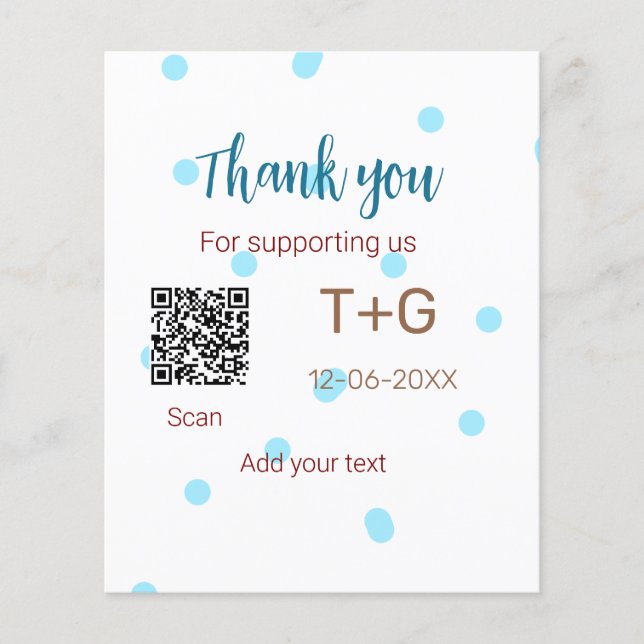 Smekmånadsfond Lägg till QR-kod parnamn bröllop (Framsida)
