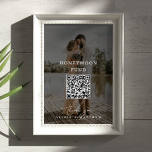 Smekmånadsfond. Minimalistisk QR-kod foto bröllop Poster
