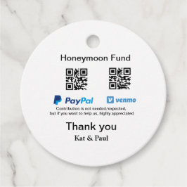 Smekmånadsfond PayPal Venmo QR-kod tack Gåvor Etiketter