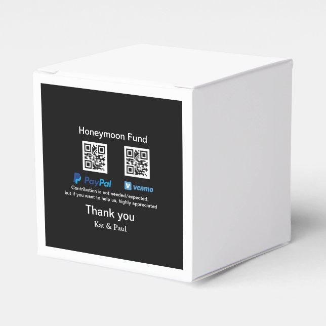 Smekmånadsfond PayPal Venmo QR-kod tack Presentaskar (Framsidan Sidan)