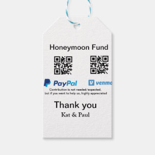 Smekmånadsfond PayPal Venmo QR-kod tack Presentetikett