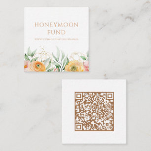 Smekmånadsfond QR-kod Elegant Blommig Bröllop Tilläggskort