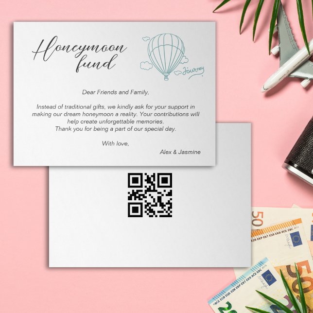 Smekmånadsfond Qr Kod Resfond Begäran Gåva Inbjudningar (Honeymoon Fund Wedding Registry Gift Qr Code Invitation)
