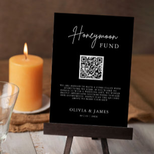 Smekmånadsfond QR-kodskylt, Bröllop Smekmånad Inbjudningar