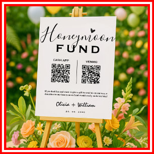 Smekmånadsfond QR Modern Smekmånad Önskar Bröllop Poster