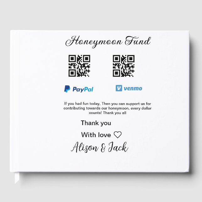 Smekmånadsfond venmo paypal-donation Q R-par Gästböcker (Framsida)