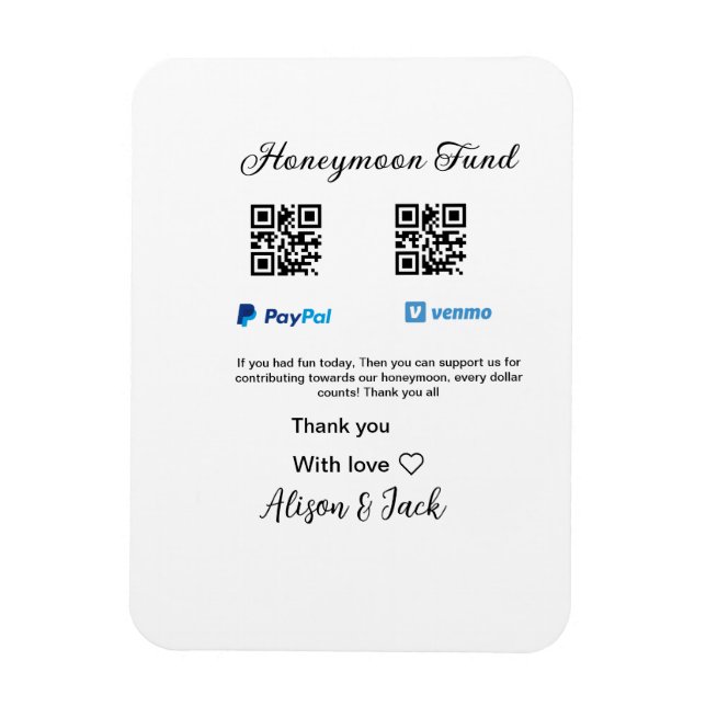 Smekmånadsfond venmo paypal donation Q R par Magnet (Vertikal)