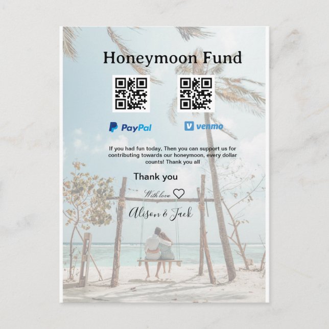 Smekmånadsfond venomo paypal donation Q R par Vykort (Framsida)