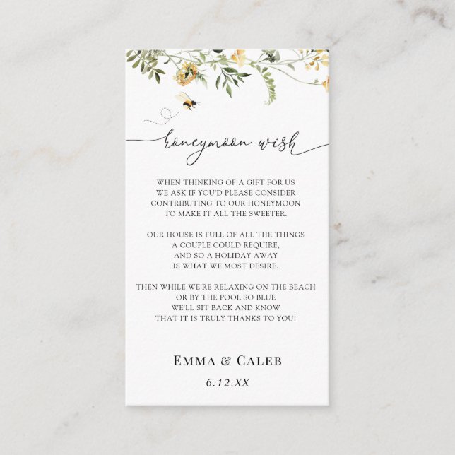 Smekmånadshälsning med honung från bin och gula vi tilläggskort (Framsida)